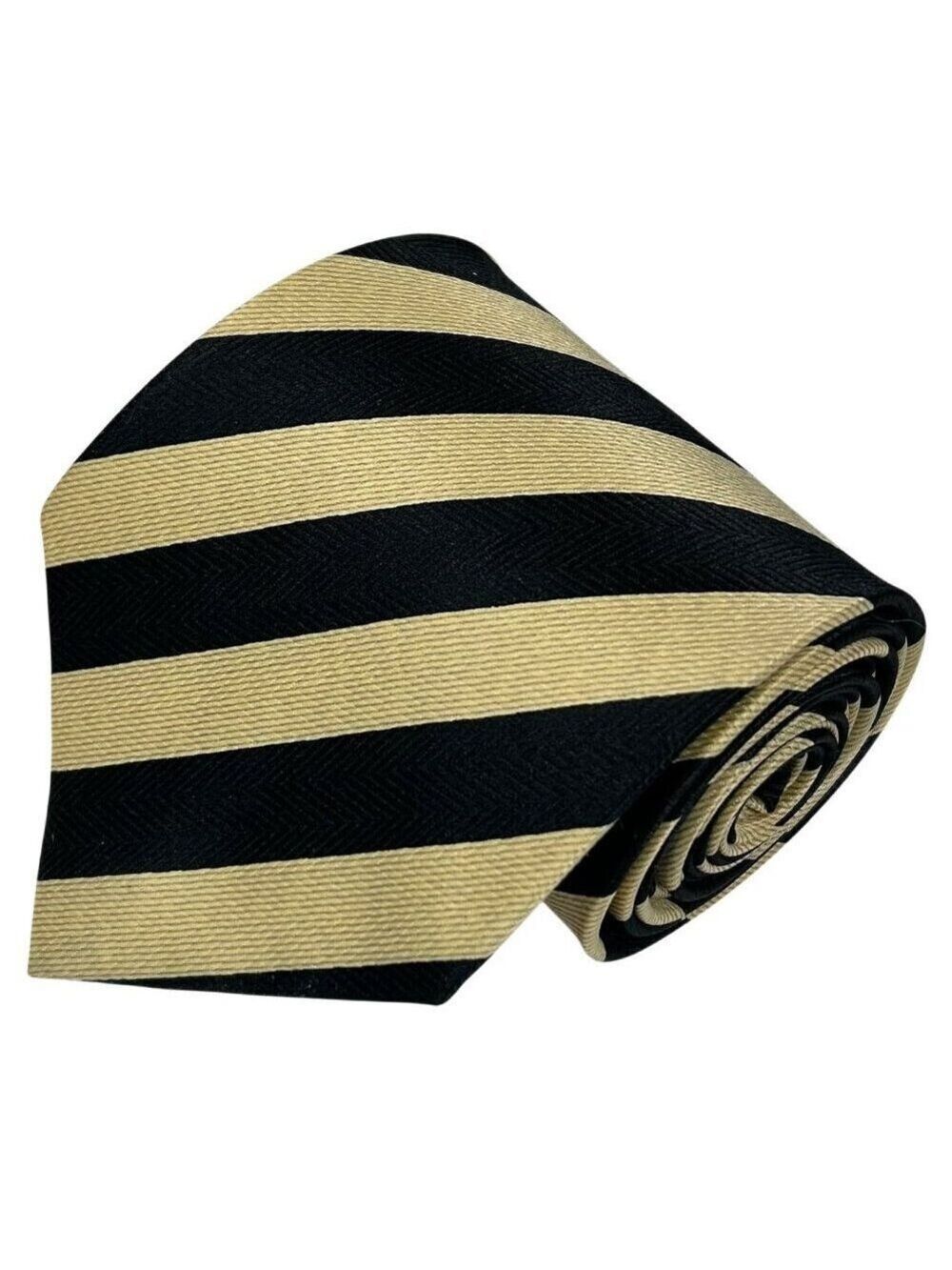 Davvero Benino Italy Gold Black Stripe Repp Necktie Tie
